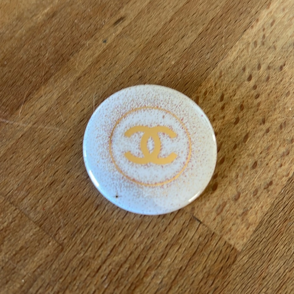 Chanel CC Pin, gold and white